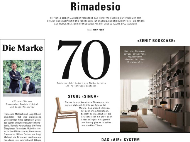 Beitrag in der NZZ über Rimadesio
